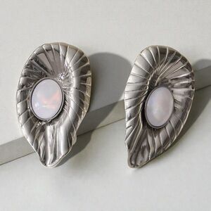 Silver and White Shell Earrings